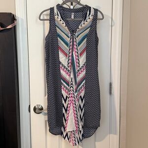 Xhilaration High Low Dress with Black and Pink Pattern